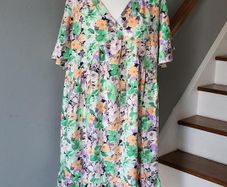 Shein green & orange floral dress, Size 2XL / UK20