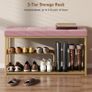 Bench and Shoe Storage, Tufted Shoe Storage Bench with Velvet Seat Cushion Gold Steel Frame for Entryway, Pink Image 3