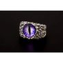 Punk style purple dragon eye silver ring Image 5