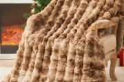 150 x 200cm Ultra Soft &amp; Bubble Thick Couch Blanket for Sofa, Fleece-Like Cozy Living Room Blanket,Tie Dye Grey-brown