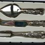 Vintage Silver Plated 3 Piece Hostess Hors D'oeuvres Canapes Cocktail Party Set Grape Motif Image 7