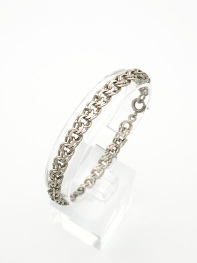 Vintage Double Rolo Interlocking Rings 800 Silver Bracelet