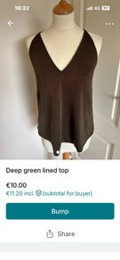 River Island dark green viscose top size 12