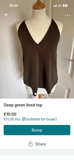 River Island dark green viscose top size 12