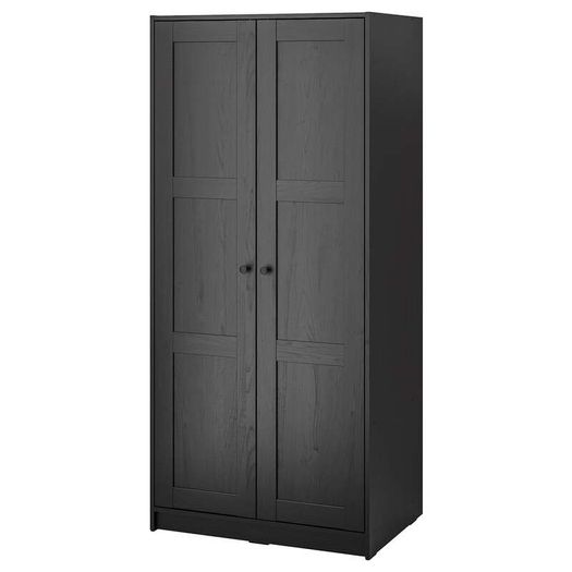 Two IKEA Rakkestad wardrobes black brown sold together