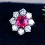 Antique 1920s Ruby & Diamond Cluster Ring Image 3