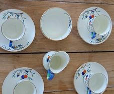 Stunning Vintage Expresso Coffee Cups, Saucers, Sugar Bowl and Milk Jug.