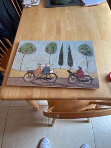 Picture titled 'A nice day for it'- on timber.