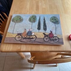 Picture titled 'A nice day for it'- on timber.