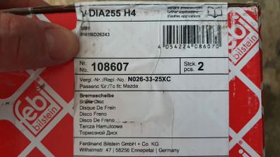 Front brake discs Mazda MX5 NA/NB 255mm