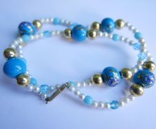 Vintage Hand Painted Bead Necklace or Bracelet length 19"
