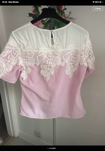 short sleeve pink & white top uk size 8 rant & rave brand
