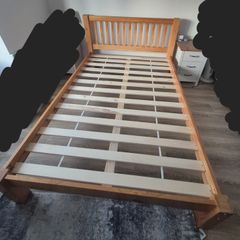 Solid wood bed frame
