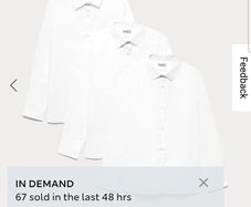 M&S Girls Long Sleeve Cream School Shirt 6-7 Years