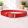 Red Leather Studded Unisex Belt Vintage Punk Star Rivet Belt Handmade Genuine Leather Waist Belt Image 4