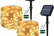 Solar Fairy Lights Outdoor, 2 Pack 12M/40Ft 120LEDs Solar String Lights, 8 Modes Waterproof solar Garden Lights Indoor/Outdoor (MULTIPLE COLOURS)