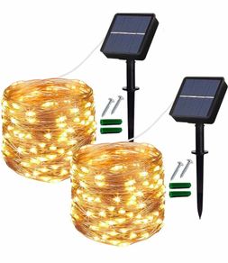 Solar Fairy Lights Outdoor, 2 Pack 12M/40Ft 120LEDs Solar String Lights, 8 Modes Waterproof solar Garden Lights Indoor/Outdoor (MULTIPLE COLOURS)