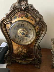 French Bronze Vernis Martin Mantel Clock
