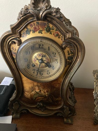 French Bronze Vernis Martin Mantel Clock