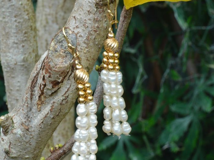 Vintage 1940s Pearl Drop Earrings - 14ct Gold
