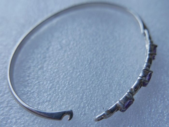 Vintage 925 Sterling Silver and Amethyst Bangle
