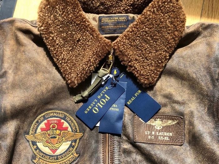 Polo Ralph Lauren G-1 Leather Jacket Bomber Flight Shearling Brown
