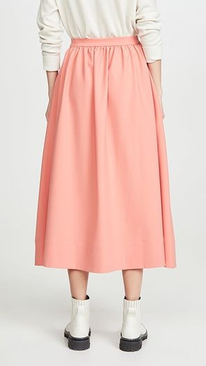 CHINTI & PARKER Gathered dust pink skirt with pockets