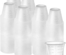 1oz Plastic Medicine Cups Bulk Pack of 100, For Epoxy Mixing , Resin Mixing and Paint Mixing - 1 Ounce (30ml) Disposable Graduated Plastic Cups for Pills and medication (FREE POSTAGE)
