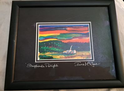 June Mc Intyre silk print professionally framed. Ideal gift.