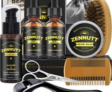 Beard Kit,Beard Growth Care Grooming Kit w/Beard Wash/Shampoo,2 Pack Beard Growth Oil,Beard Balm,Beard Brush,Beard Comb,Scissors,Beard Shaper,Best Beard Mens Gifts for Men Dad Him Christmas (FREE POSTAGE)