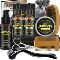 Beard Kit,Beard Growth Care Grooming Kit w/Beard Wash/Shampoo,2 Pack Beard Growth Oil,Beard Balm,Beard Brush,Beard Comb,Scissors,Beard Shaper,Best Beard Mens Gifts for Men Dad Him Christmas (FREE POSTAGE)