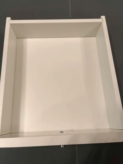White IKEA Kallax Insert with 2 Drawers & Silver Knobs