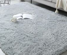 120x160cm, Smoky Grey Fluffy Area Rugs for Bedroom, Shaggy Anti-Skid Super Soft Extra Large Rugs Indoor Modern Home Decor Floor Carpet