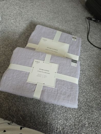 pure linen deep fitted sheet and 2 pillowcases