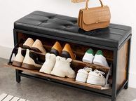 main image for ad Shoe Bench Padded Shoe Organiser with Flap Shoe Cabinet for 6 Pairs