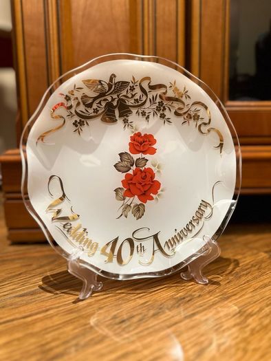 Vintage Anniversary Glass Plate