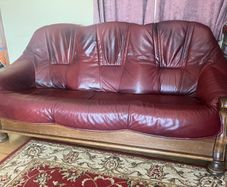 Leather & Walnut 3 piece Suite