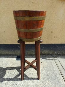 Vintage Oak Plant Pot & Stand
