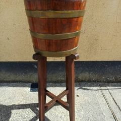 Vintage Oak Plant Pot & Stand