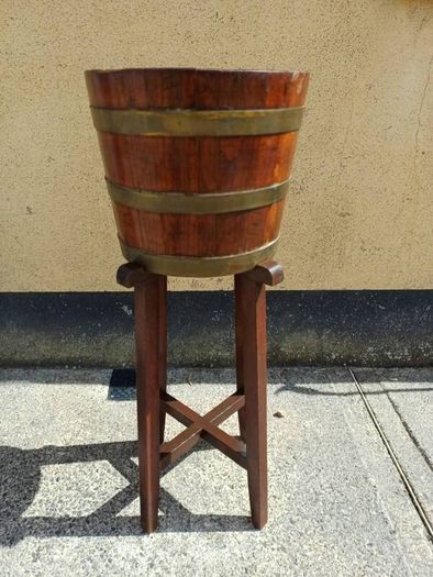 Vintage Oak Plant Pot & Stand