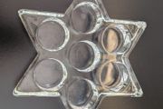 Star of David Glass Candle Holder Seven Light Jewish Judaica Tealight