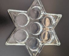 Star of David Glass Candle Holder Seven Light Jewish Judaica Tealight