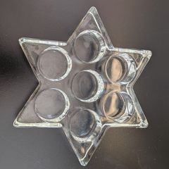Star of David Glass Candle Holder Seven Light Jewish Judaica Tealight
