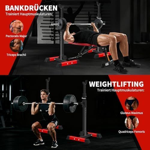 Dumbbell Stand Squat Rack with 6 Height-Adjustable Barbell Rack, 2 Individual Stands, Made of Powder-Coated Steel, Max. Maximum load: 200 kg