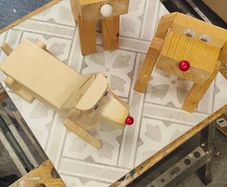 Handmade wooden dogs
