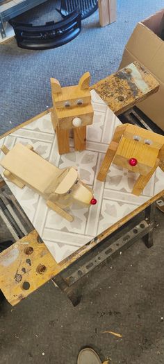 Handmade wooden dogs