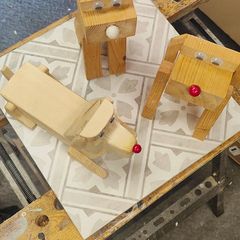 Handmade wooden dogs