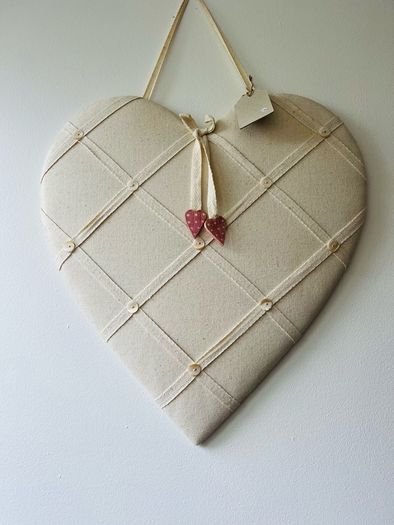 Linen heart notice board