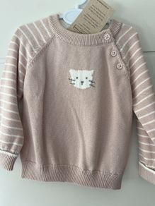 Tags on - Little White Company organic cotton kitten jumper
