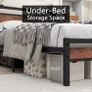 Double Bed Frame with Storage Wooden Headboard Image 3